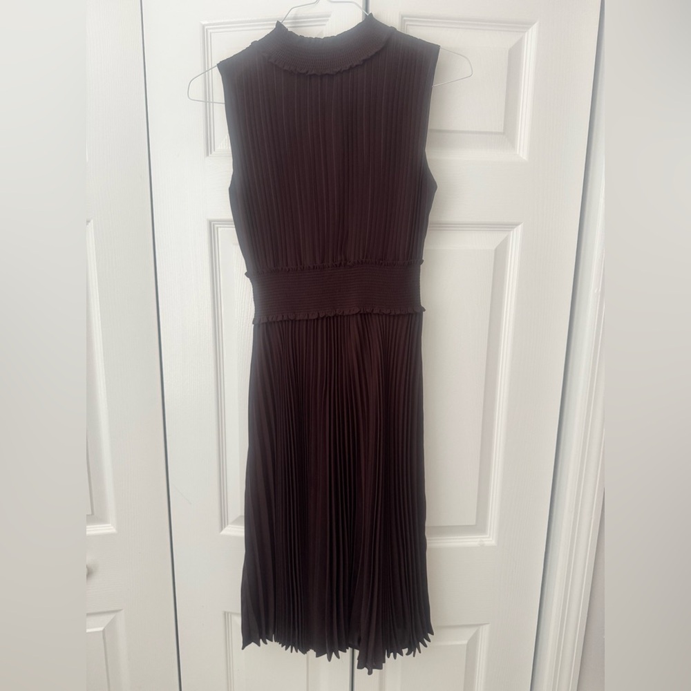 Nanette Lepore Chocolate Sleeveless Midi Pleated Dress